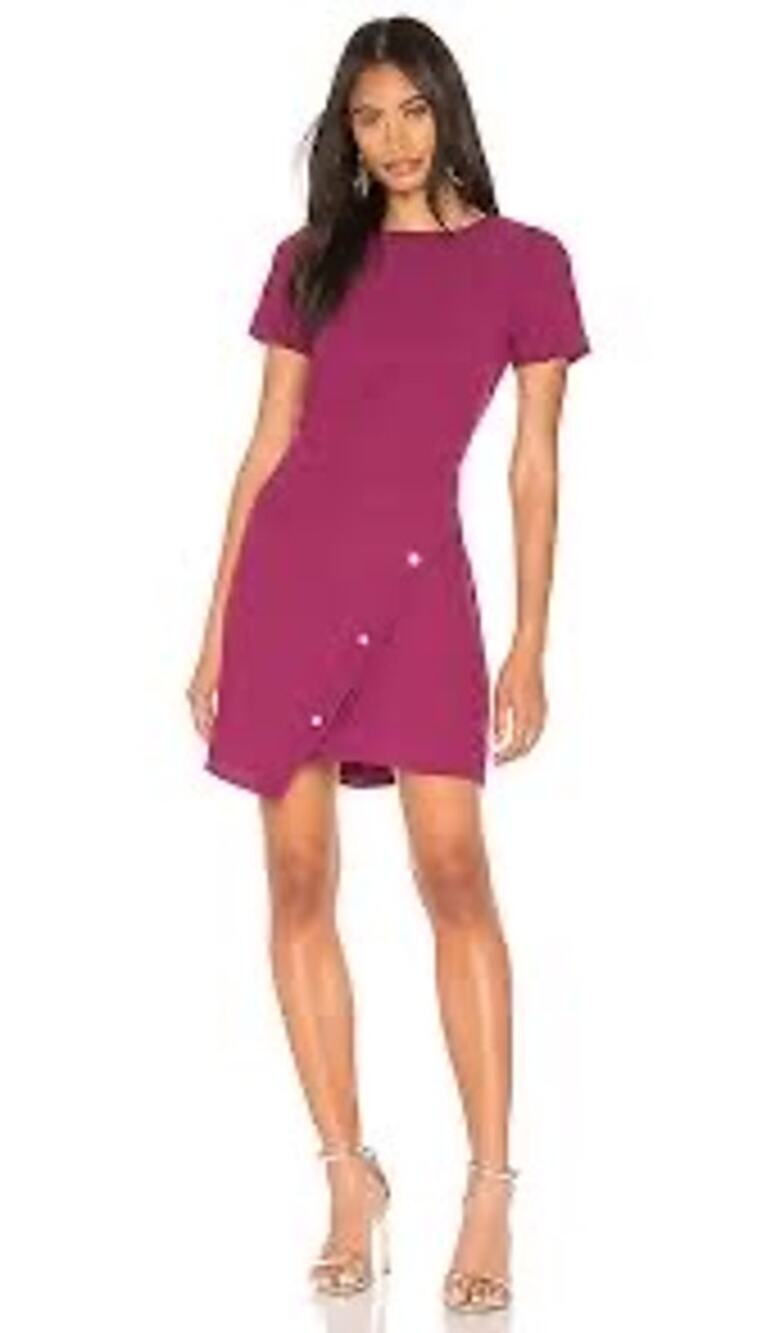 REBECCA MINKOFF Dark Raspberry Front Diagonal Buttons Barbara Dress size 0